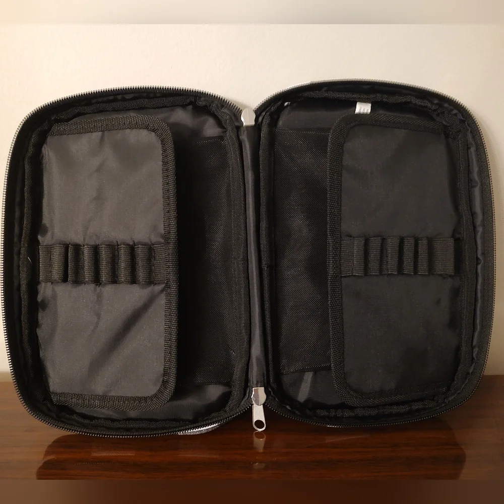 Pencil/Pen Case - Black & White Checkered, Zippered With Extra Storage